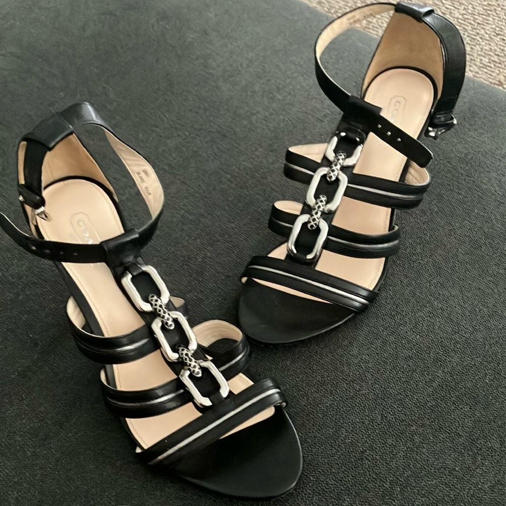 Coach Black Strappy Sandals